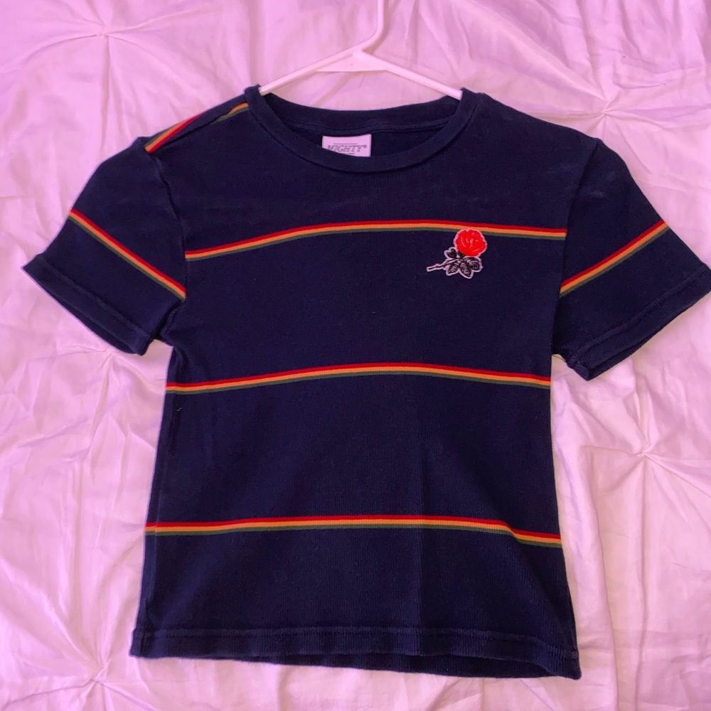blue short sleeve top